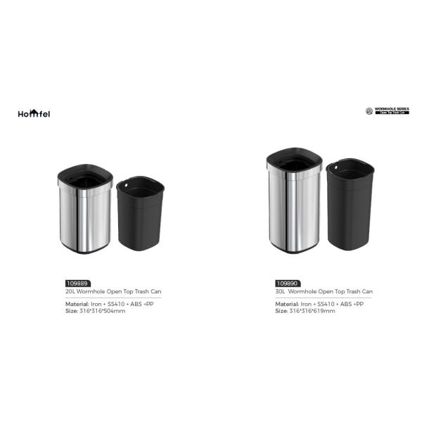 Household SS Rectangle Open Top Garbage Can Without Lid 8L 12L 20L 30L