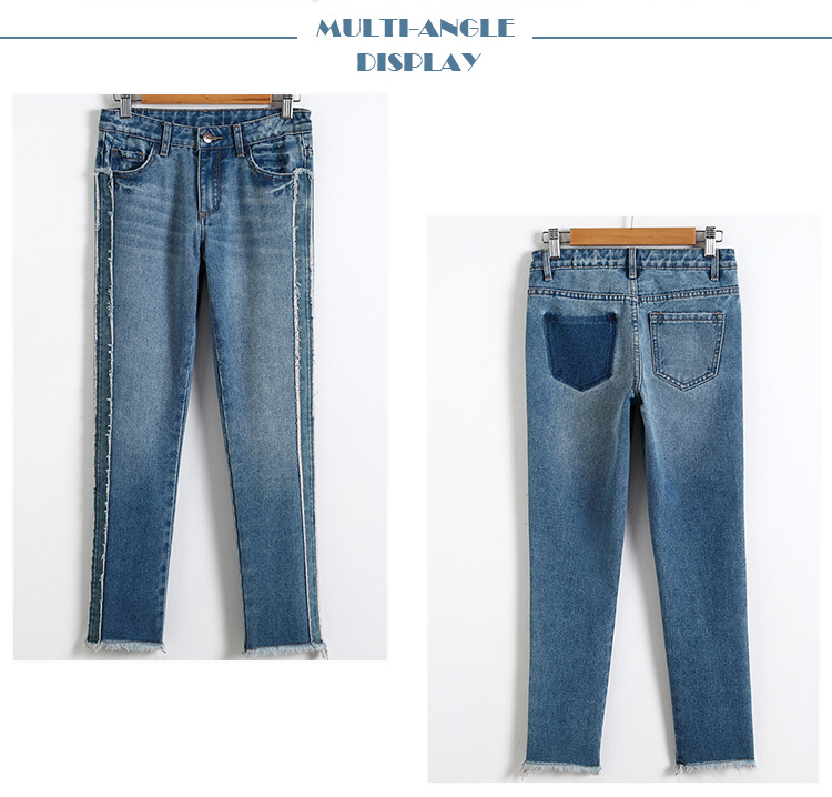 Children Girls Denim Clothes Grinding Trendy Trousers Med Blue Color