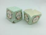 Mint Colored Flower Cupcake Liners , Square Cupcake Wrappers Romantic Wedding