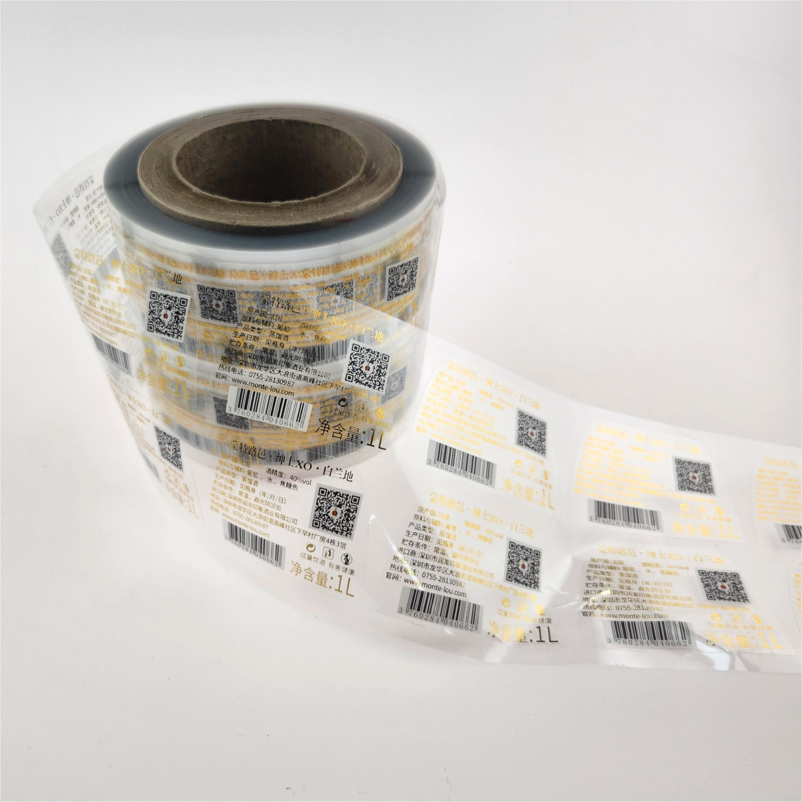 Custom Adhesive Whisky & Brandy Red Wine Label Roll Printing Liquor Beer Bottle Labels
