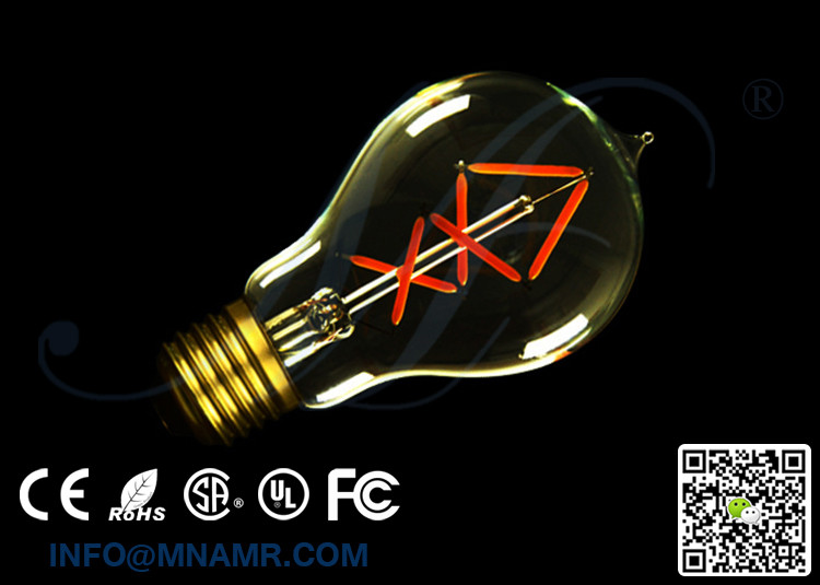 3W Dimmable Edison A19 LED Bulbs 2200 Kelvin Warm White 360 Emitting Beam Angle 20 Watt Equivalent