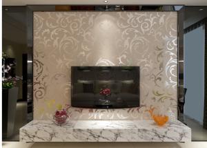 Wholesale European Style Embossed Vinyl Wallpaper Silver Grey Leaf Pattern for Home , Hotel from china suppliers