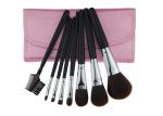 Wood Handle Travel Size Makeup Brushes In Pink Waterproof Bag