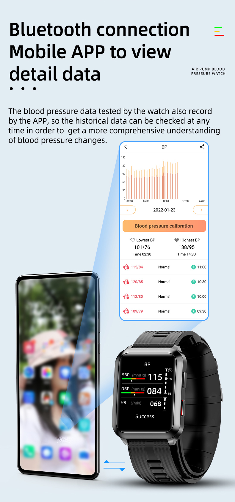 Body Temperature Blood Oxygen Smartwatch Medical Device IP67 with big screen