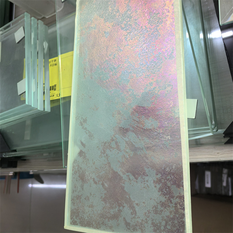 Glazed Decorative Glass Engraved Hot-Melt Background Glass Museum Background Wall Glass Hot Melt Glass Coffee Table