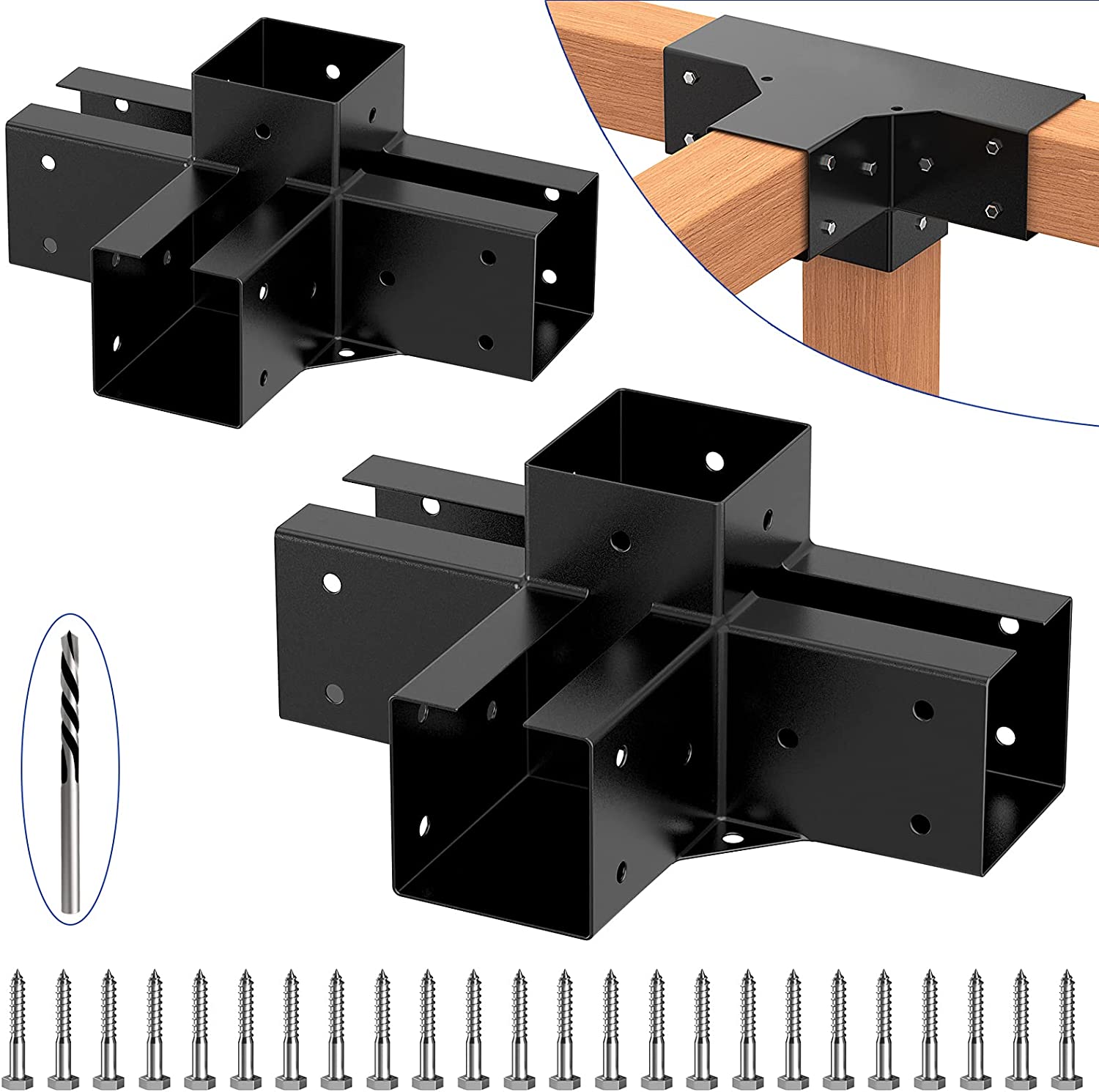 Steel Q235B 3-Way and 5-Way Corner Bracket with 1 Flange Anchors Base Pergola/Gazebo Kit