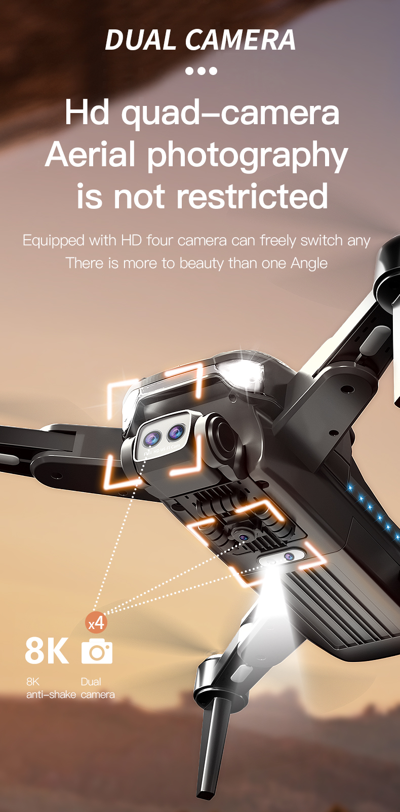 Professional P11max Wifi Drone 10-20min Maximum Flight Time Dual 8k HD Camera Obstacle Avoidance 60 Minutes Charging Time