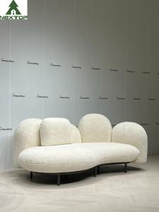 Wholesale Shaped Fabric Velvet 3 Seats White Plush Sofa For Hotel Room Home Villa from china suppliers
