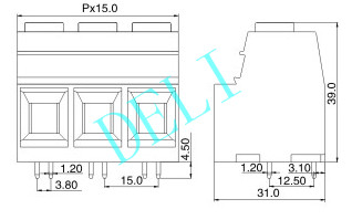 Durable Electric Motor PCB Connector Terminal Block 1000V/115A/125A DL137T-XX-15.0