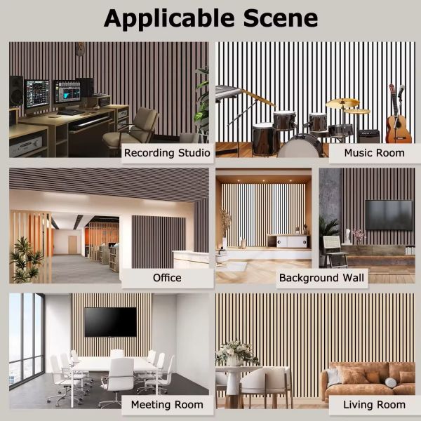3D Model Design Wood Slat Wall Panels Black Customized For Noise Reduction