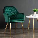 Velvet Upholstered Accent Dining Chairs 43cm 44cm Green Orange With Golden Legs