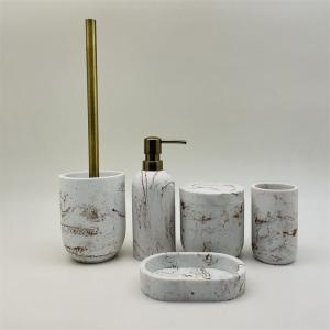 Wholesale Marble Print Look Sand Stone Bathroom Accessories Set For Bathroom Cleaning from china suppliers