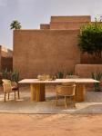 Pastoral Style Teak Wood Table And Chair Luxury Woven Rope Outdoor Furniture For