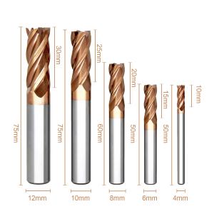 Wholesale HRC55 Golden Long Reach Endmill 4 To Carbide End Mill from china suppliers