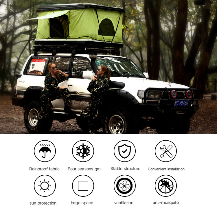 Porpular Camping Waterproof Auto Car Roof Tent Hard Shell