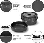 Camping Cookware Pots And Pans, Camping Cookware Mess Kit,Non-Stick Lightweight