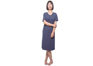 Wholesale Yarn Dye Viscose / Elasthan Stripped Pajamas Ladies Summer Short Sleeves from china suppliers