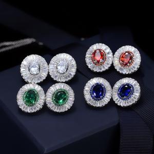 Wholesale Hip Hop Zircon Diamond Earring Round Earring Simple CZ White Bling Stud Earrings for Women from china suppliers