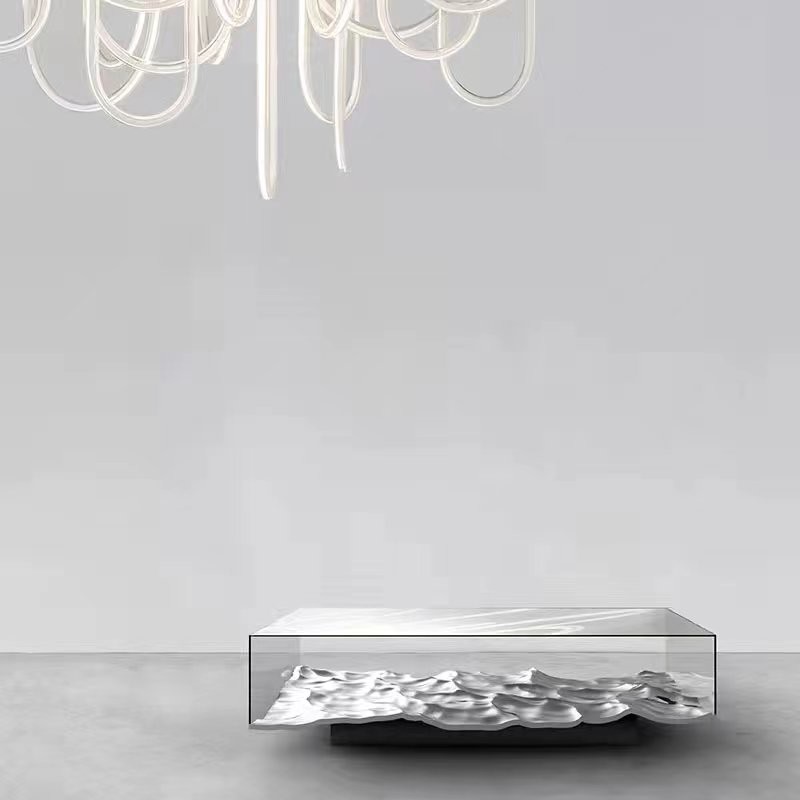Luxury Black Marble Tempered Glass Coffee Table Furniture For Hotel