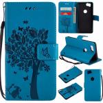 Pixel2 Wallet Flip Leather Case Cover with Lucky Tree Embossed