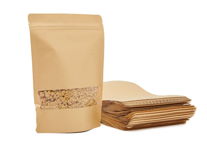 kraft food packaging bags resealable with transparent window