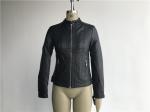 Black Pu Leather Coat / Pleather Biker Jacket With Multi Top Stitching Tw75796
