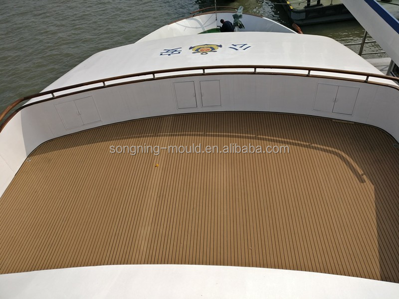 Non-Skid Soft PVC Yacht Decking Floor Width 190mm/50mm Teak/Grey Finish for Yacht