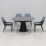 Black Round 100kg Metal Leg Furniture Sintered Stone Extension Dining Table