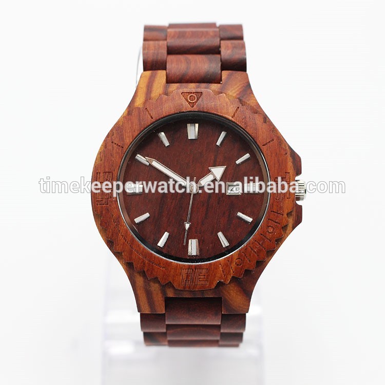 red sandalwood man watches ,wood bracelet watch , watch wood with date
