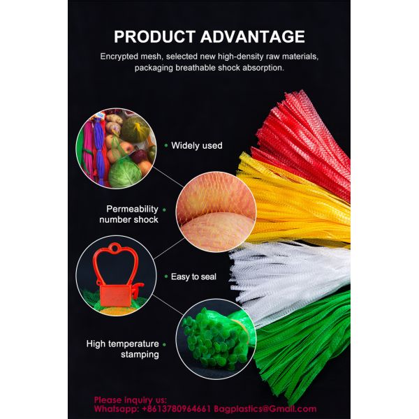 Vegetable net bag fruit vegetable storage bag Best Selling Vegetable And Fruit Packaging Mesh Bags Fruit Nut Packaging Plastic Netting Ginger Plastic