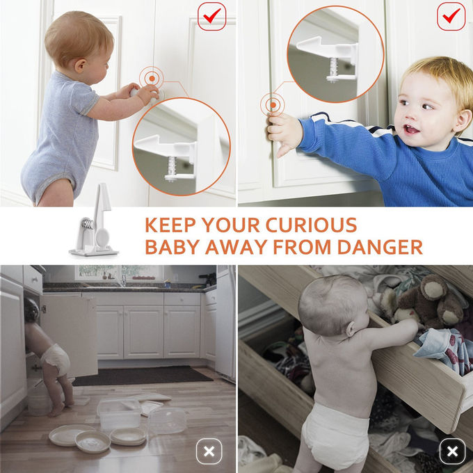 Baby Safety Spring Lock Child Drawer Cabinet Latch Lock Keyless Hidden Spring Locks