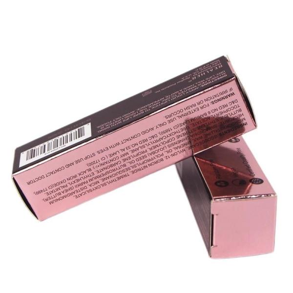 Pink Custom Lipstick Boxes Glossy Lamination 375g Silver Card Paper Material,