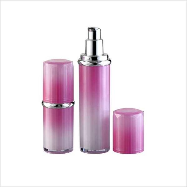 25ml 50ml Round Cosmetic Airless Bottle Silver Collar Airless Pump Container