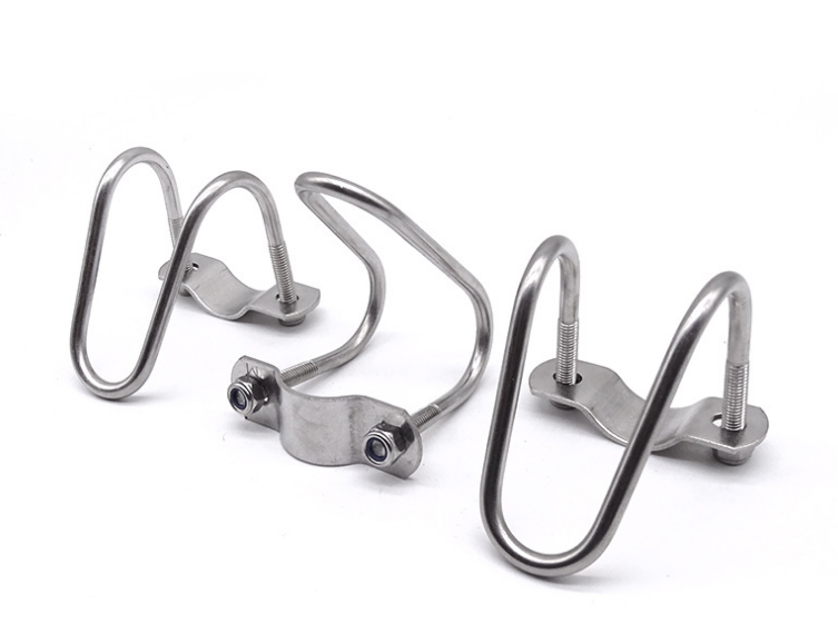 Stainless Steel 304 316 Double U-Shaped Pipe Clamp for M3 M4 M5 M6 M8 M10 M12 M16 M20 Pipes JIS Standard Plain Finish