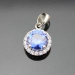 Women Jewelry 8mm Round Sapphire Cubic Zircon Pendant Necklace (JR055-P)