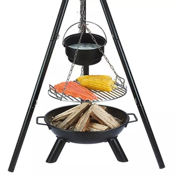 52x2cm Cooking Area Tripod Swivel Grill Outdoor Camping BBQ with Flame Safety