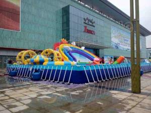Wholesale Large Frame Pool / Rainbow Slide Amazing Inflatable Water Park For Entertainment from china suppliers