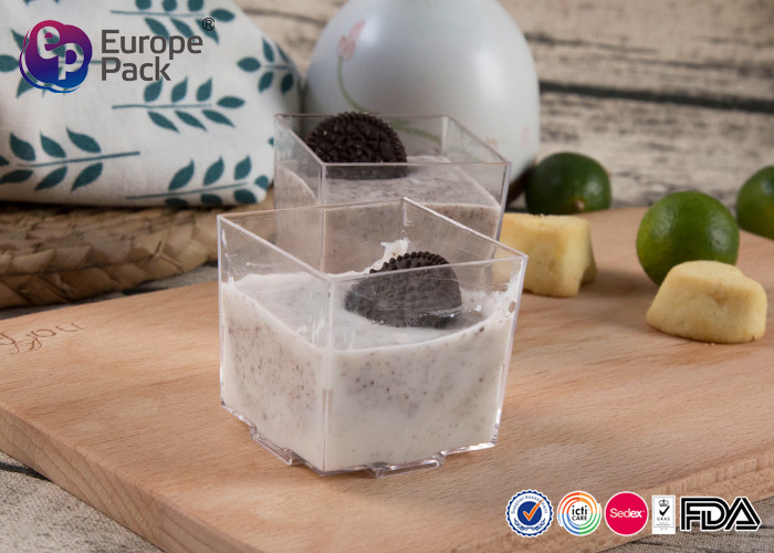 Recyclable Mini Plastic Square Cups BPA Free Dessert Plastic Containers