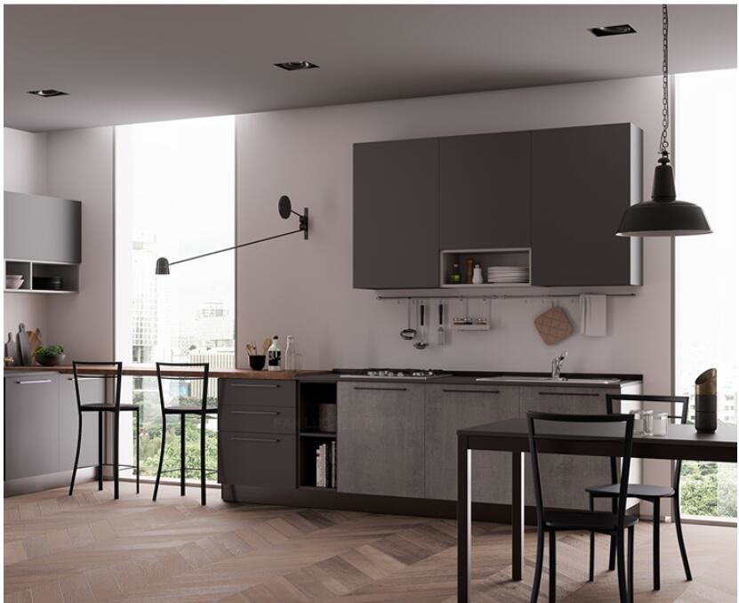16 / 18mm Italian Faction Modern Plywood Kitchen Cabinets Grey And White
