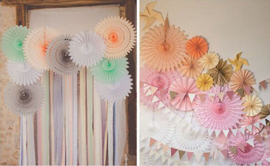 Factory direct fan flower fan holiday party decoration paper craft paper fan flower hollow fan flower；red，yellow，green