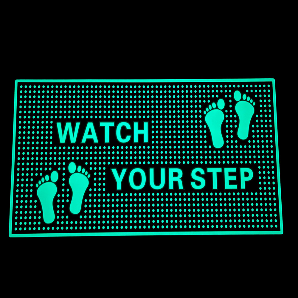 Aluminum Photoluminescent Signage Silk Screen / UV Printing Watch Your Step Sign