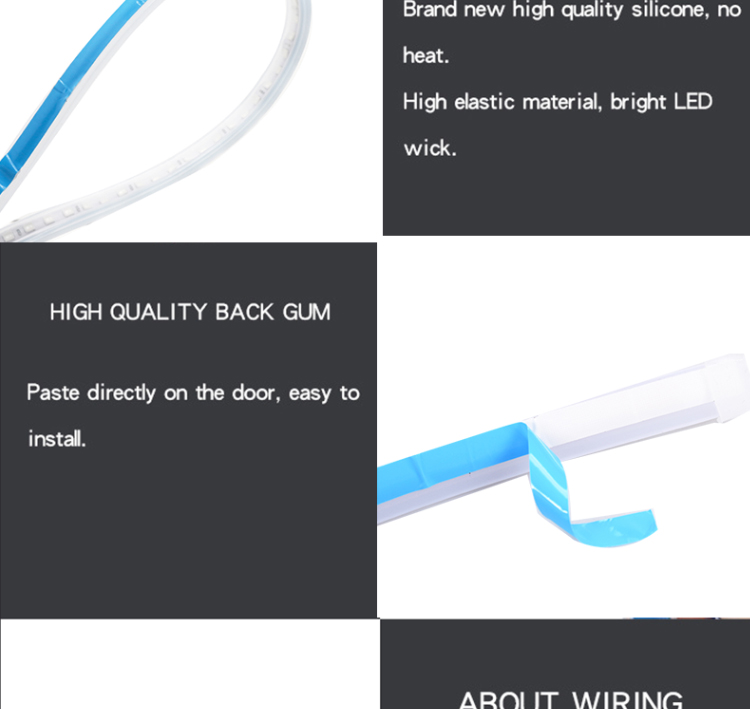 12V Outdoor Led Car Door Warning Light Strip White Waterproof 120cm