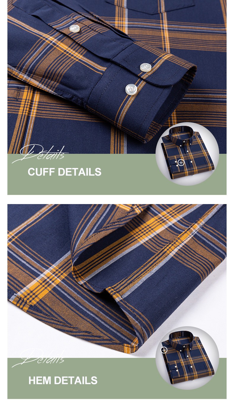 Men's 100% Cotton Plaid Button Collar Shirts Versatile Cardigan Tops for Any Occasion