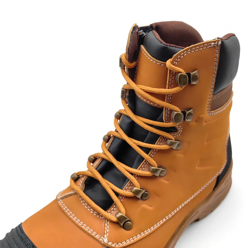 Oil And Water Slip Resistant Boots Industrial Leather Construction Boots With Zipper