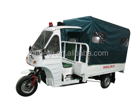 800W Closed Ambulance Motorized Tricycle for 4 People in Africa Passenger Drum Brake