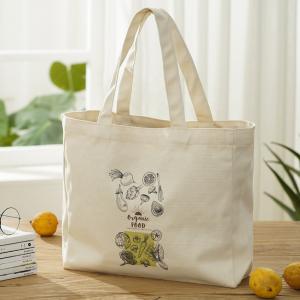 Wholesale Fashion Ladies Beige Cotton Canvas Tote Bag with Custom Printed Logo from china suppliers