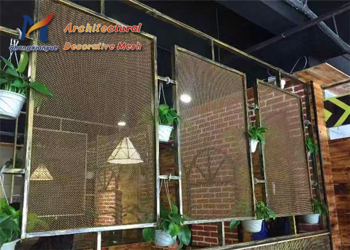 Golden Metal Mesh Ceiling Panels Mild Steel Wire Coil Curtains