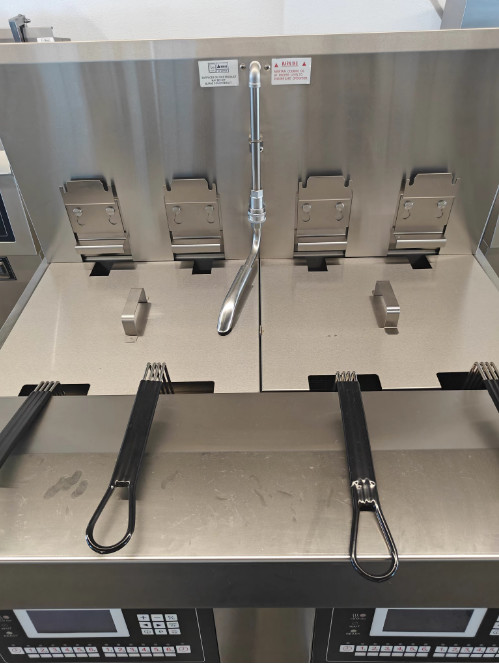 Two Pots Four Baskets 304SUS Gas Chips Commercial Open Deep LCD Panel Oil Fryer