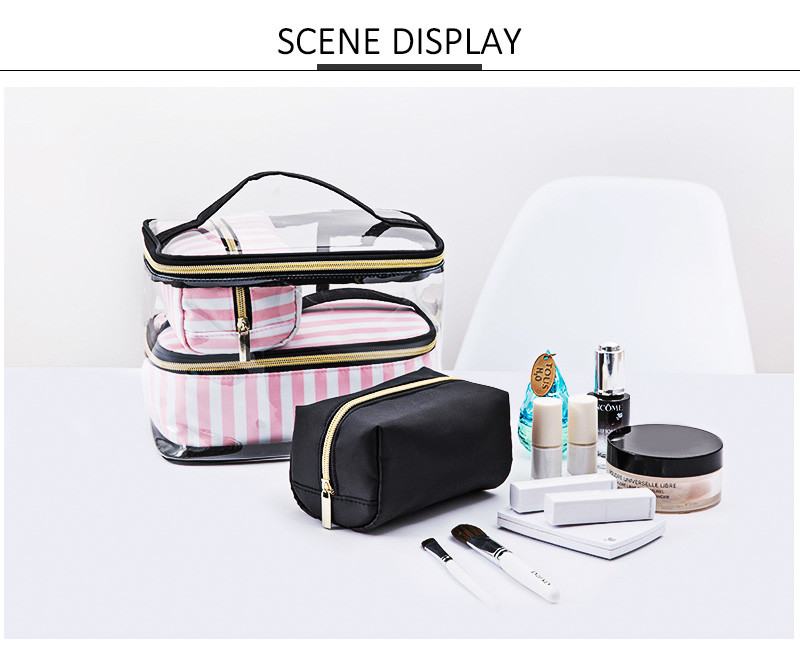 Clear PVC 4 Pieces Waterproof Travel Organizer Toiletry Bag Set