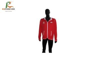 Wholesale Red Cotton Zipper Up Hooded Sweatshirt Jacket Mens Custom Embroidering from china suppliers